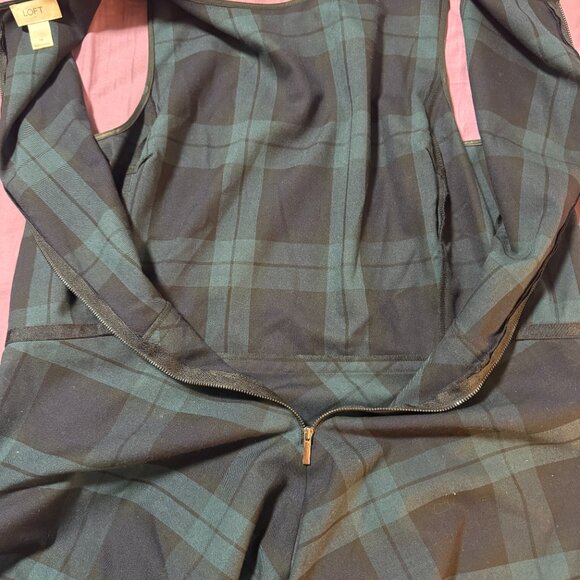 Ann Taylor Loft blue green black plaid tartan sleeveless dress size 16 - Picture 9 of 11